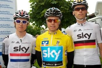 Geraint Thomas, Boasson Hagen and the German champion.