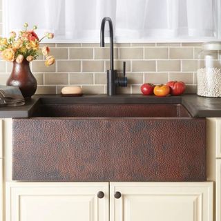 A copper textured kitchen sink from Native Trails