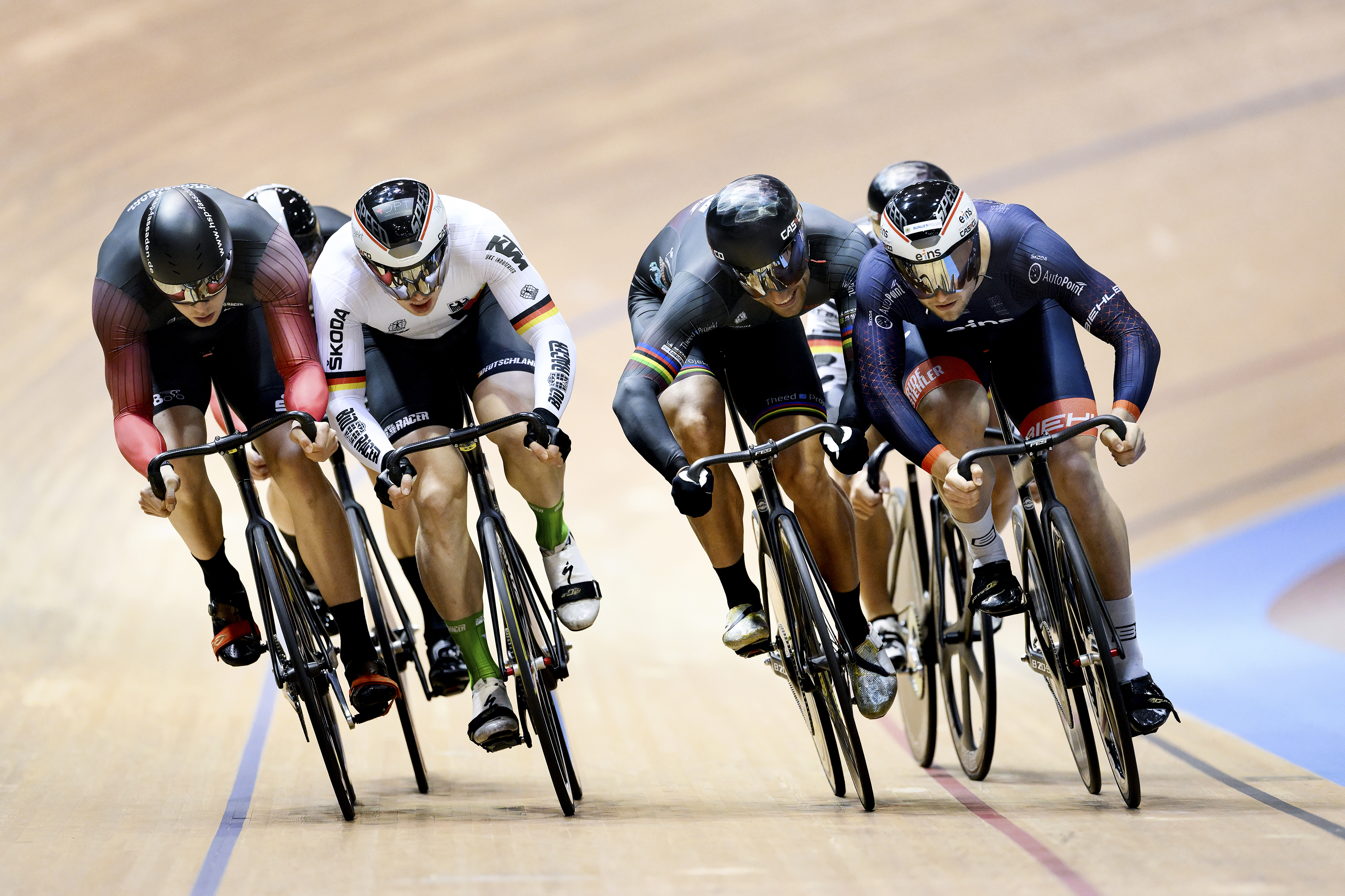 Battling track cyclists shot on the Nikon Z 400mm lens