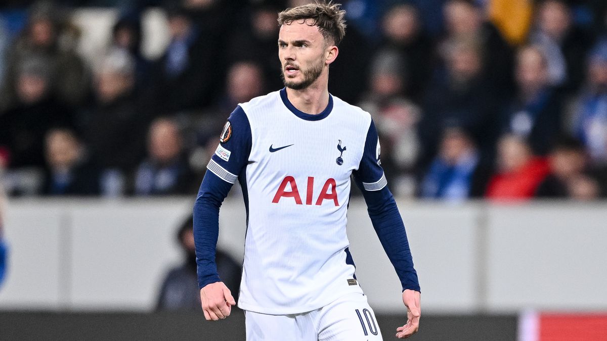 James Maddison of Tottenham Hotspur looks on during the UEFA Europa League match against Hoffenheim