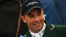 October 6, 2019, Barcelona, Spain: CIAN O'CONNOR reacts after Team Ireland victory in the FEI Jumping Nations Cup Final in Barcelona, Spain, October 6, 2019. The win ahead of second Belgium and third Sweden earned the Irish riders a ticket to the Tokyo 2020 Olympics. (Credit Image: &copy; Martin Dokoupil/ZUMA Wire)