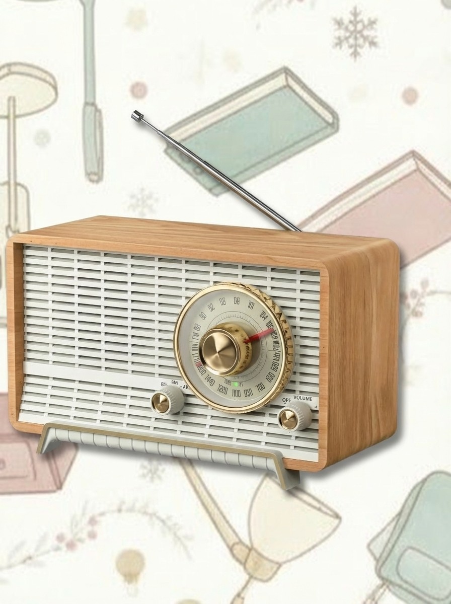 YOWGULF Retro Wood Table Radio With AM/FM, Bluetooth and Rotary Knob