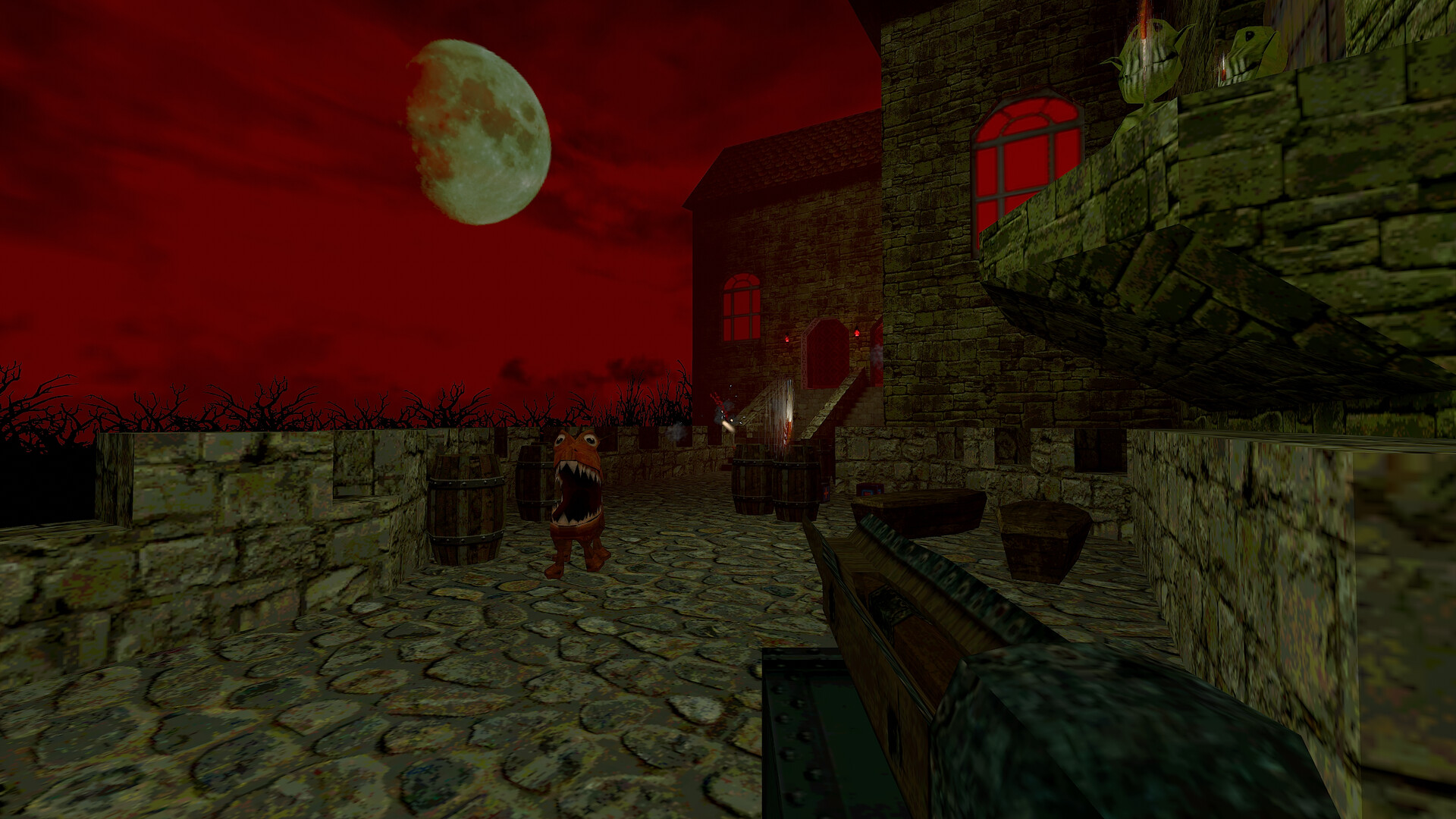 Player standing on battlements of a Transylvania castle