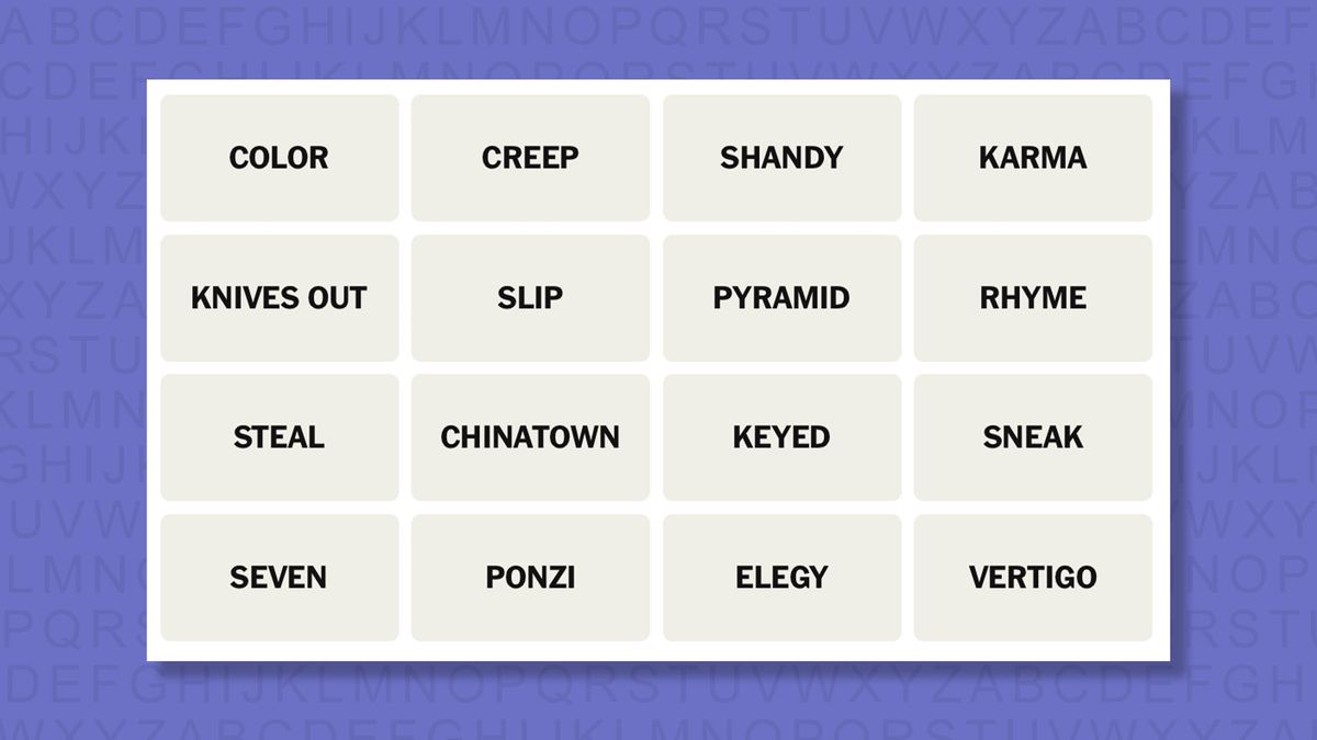NYT Connections hints for game 1065 on a purple background