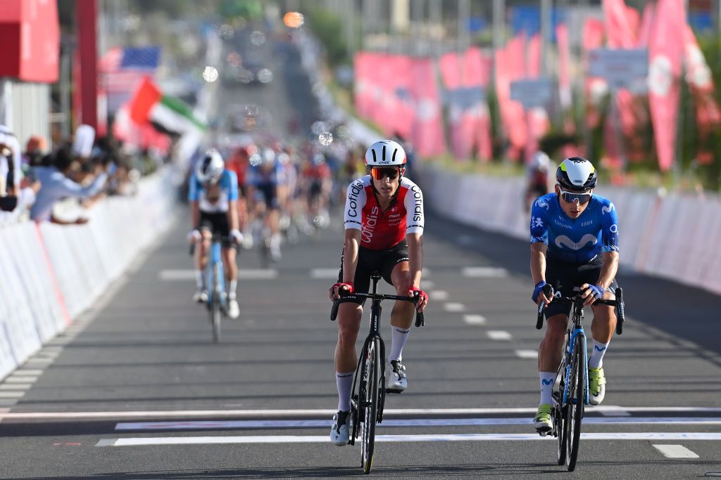 Riders came in one by one after a late crash on stage 1 of the 2024 UAE Tour