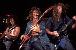 Winger performs in 1989. (from left) Paul Taylor, Kip Winger, and Beach