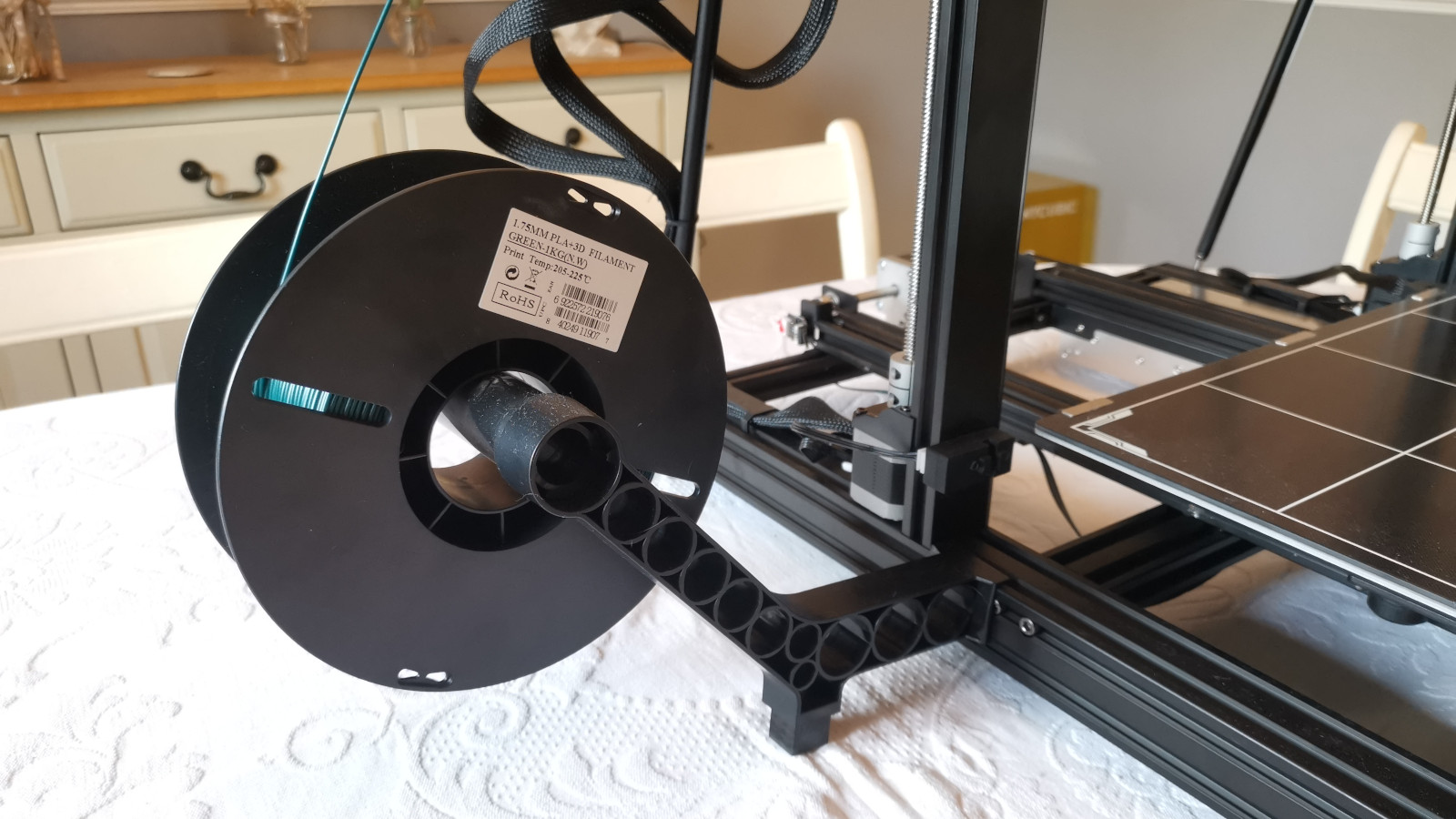 The filament spool holder location on the Anycubic Kobra Max 3D printer