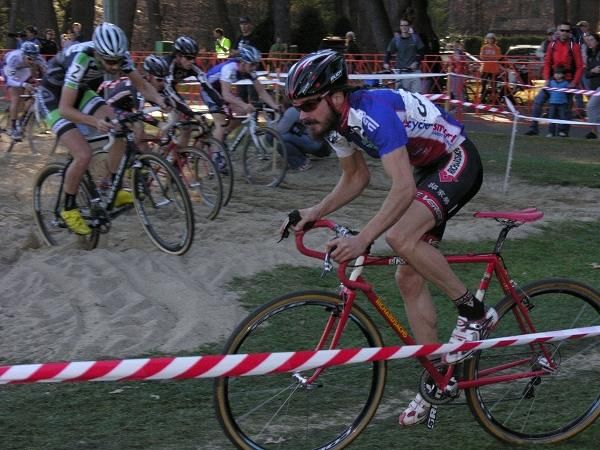 Dan Timmerman was riding well but a rolled tyre didn't help his cause.