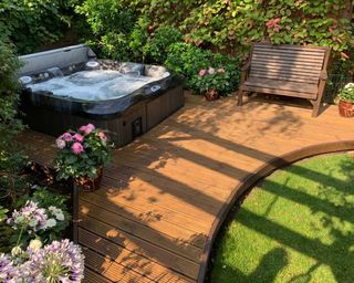 hot tub from All Weather Leisure Midlands surrounded by decking