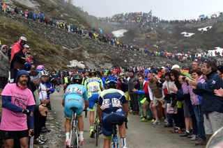 Esteban Chaves climbs the Colle de Finestre on stage twenty of the 2015 Tour of Italy