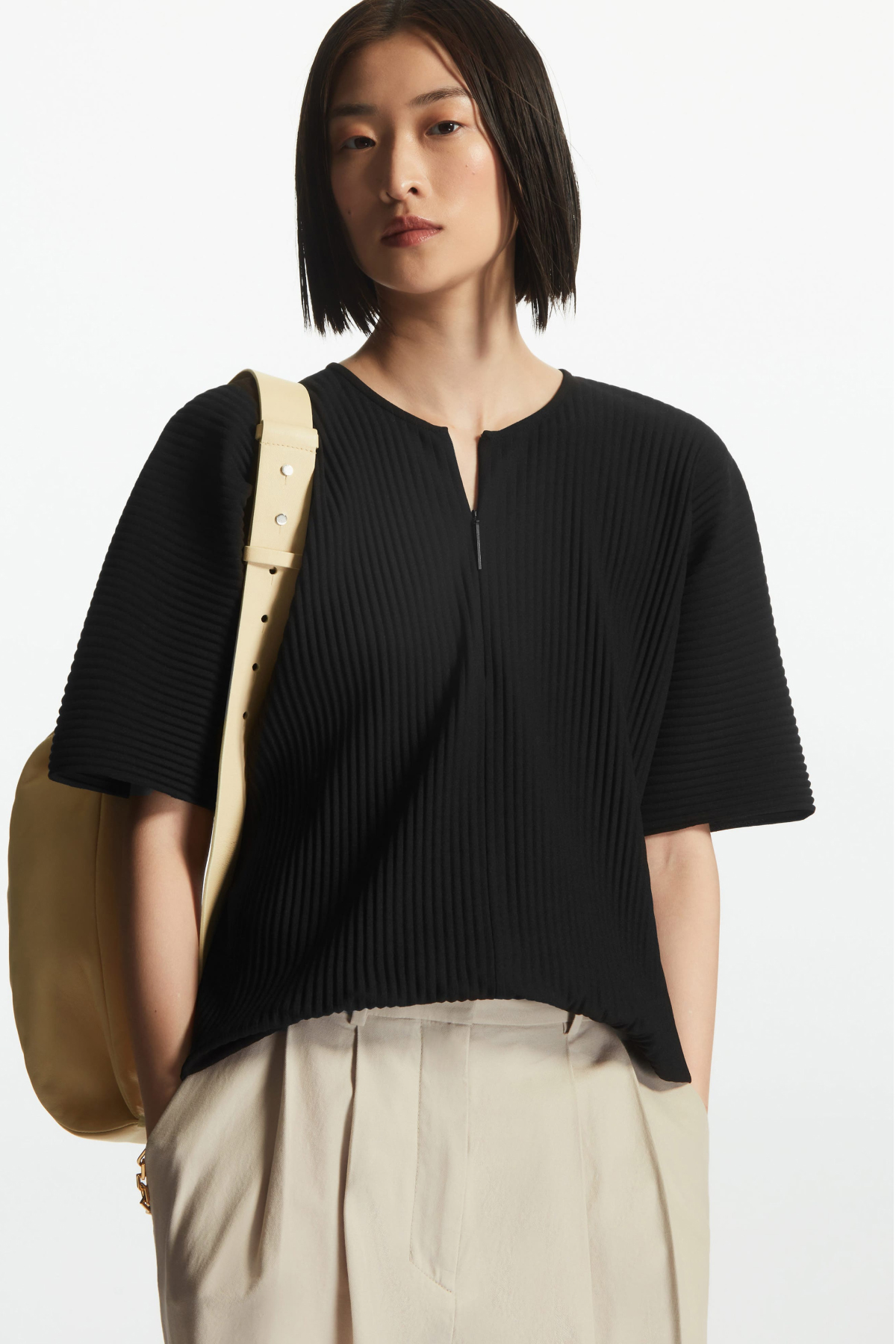 COS Pleated Half-Zip Top
