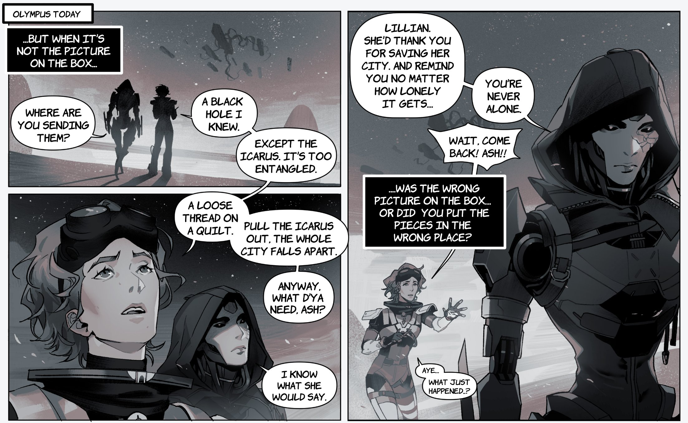 A comic showing Ash and Horizon chatting at the end of season 9