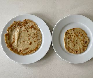 M&S 5-piece Stainless Steel Pan Set pancake comparison