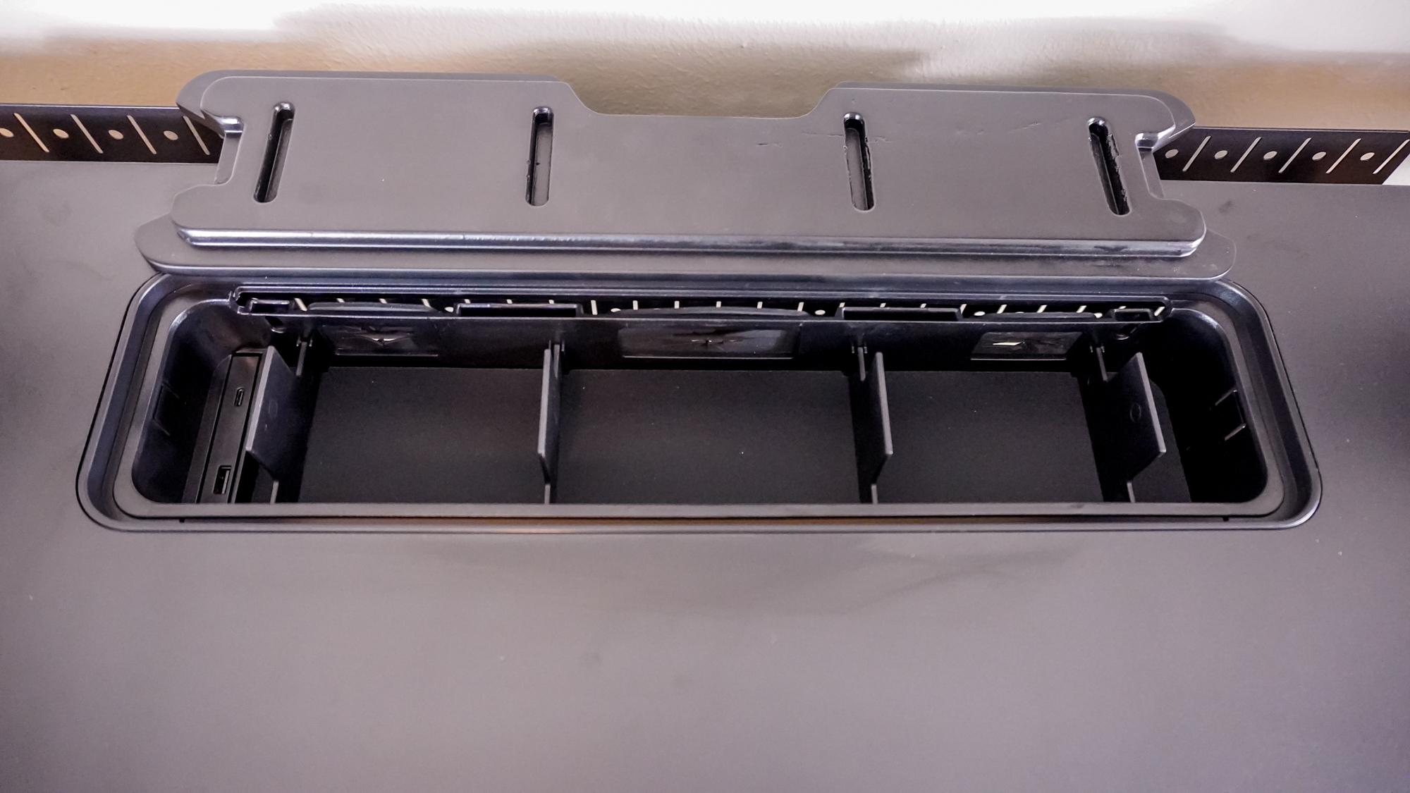 The Corsair Platform 4: Elevate Desk's built-in storage cubby