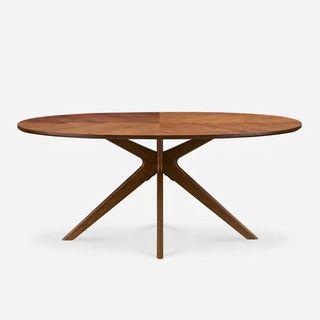 Dark wood oval dining table