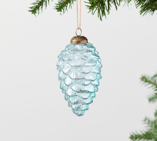 blue glass pinecone ornament