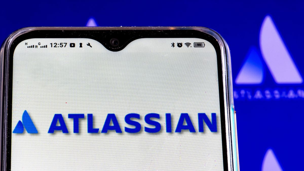 Atlassian logo displayed on a smartphone screen