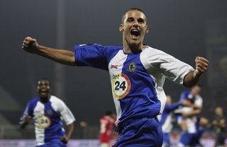 David Bentley of Blackburn Rovers celebrates after scoring a goal during the UEFA Cup match between Wisla Krakow and Blackburn Rovers at Wisly stadium on October 19, 2006 in Krakow, Poland.