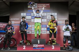 Loic Bruni (Specialized Gravity p/b SRAM) stands atop the podium