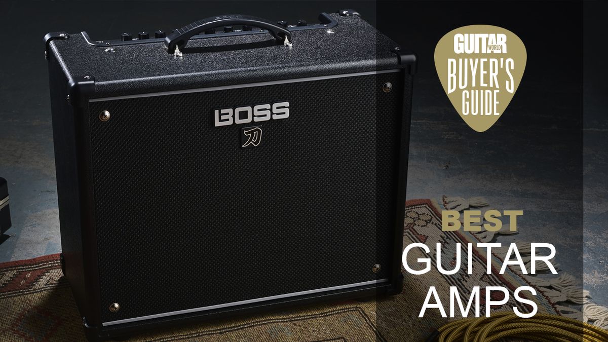 A Boss Katana 50 Gen 3 guitar amplifier on a rug