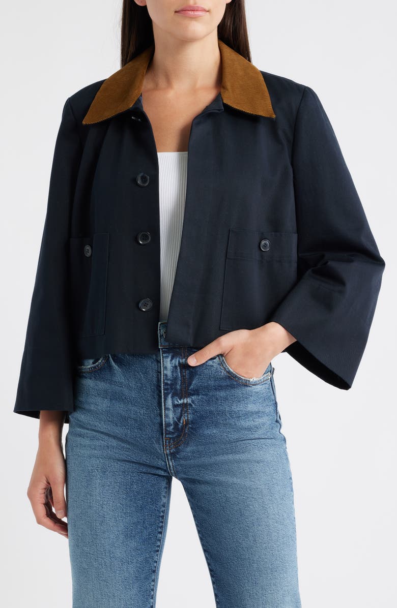 Corduroy Collar Crop Jacket