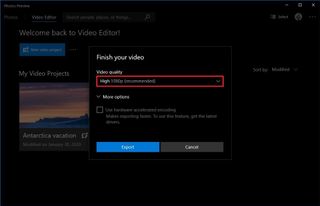 Photos export video quality settings