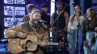 Post Malone (foreground, left) covers Alice In Chains' Them Bones with a choir (background) on the Howard Stern Show