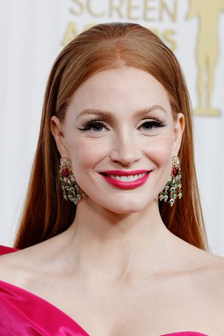 Jessica Chastain Wears a Half-Up, Half-Down Hairstyle