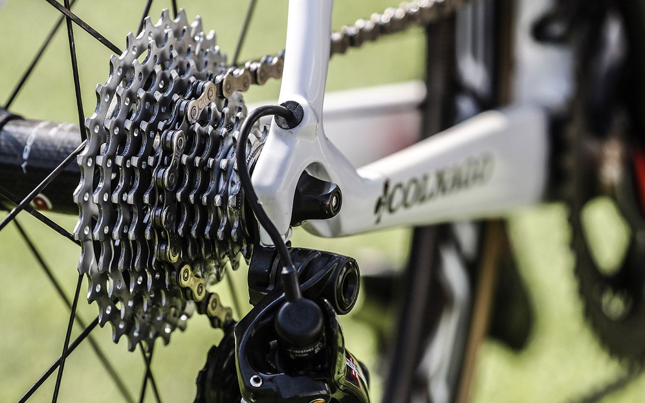 Kristoff's cassette and electronic Campagnolo rear derailleur