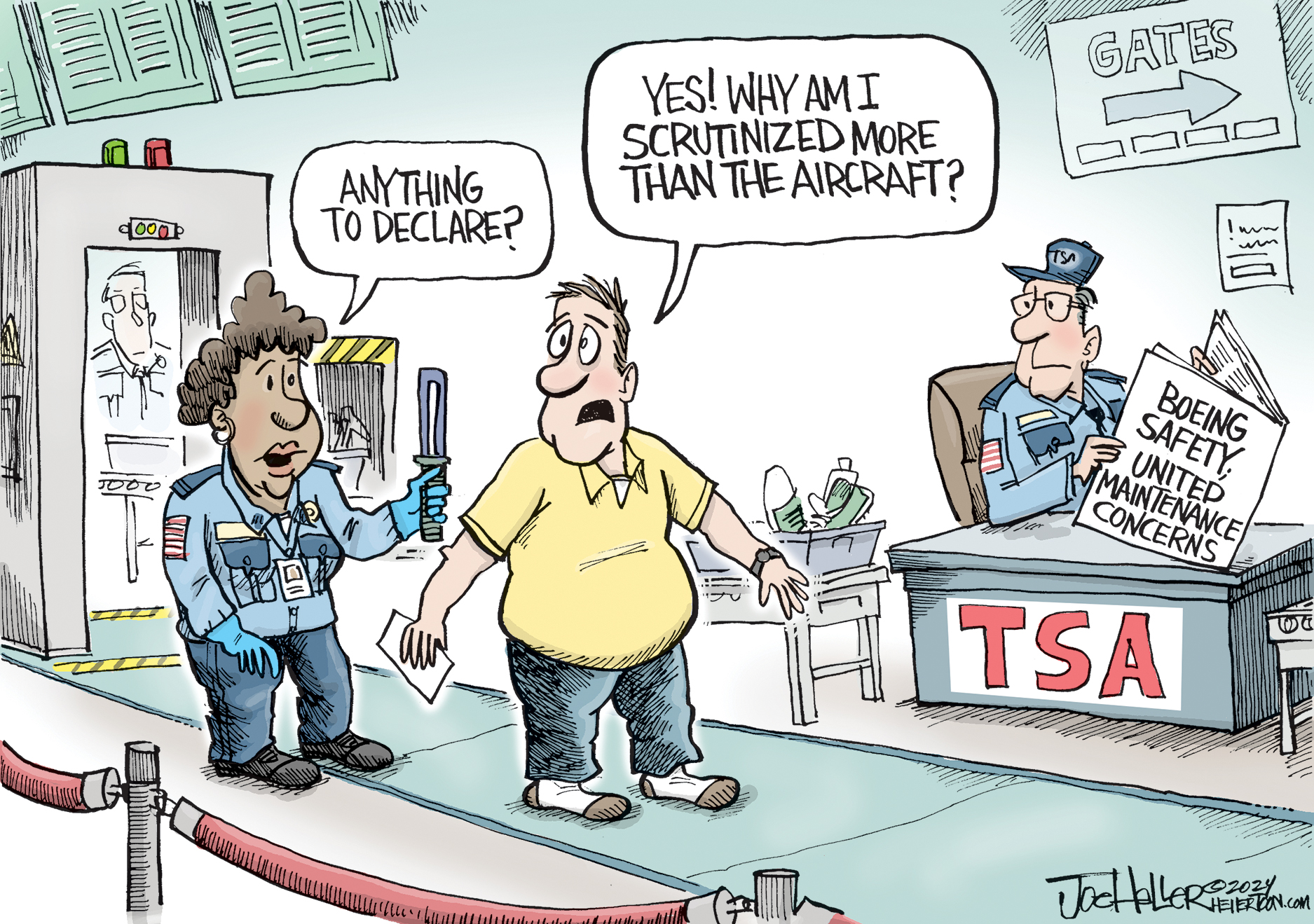 5 dibujos animados de altos vuelos sobre cuestiones de seguridad en los aviones