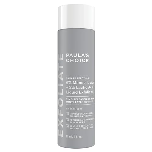 Paula&#039;s Choice Skin Perfecting 6% Mandelic Acid + 2% Lactic Acid Aha - Aha Exfoliant - Visibly Reduces Fine Lines and Wrinkles - With Yarrow Extract- All Skin Types - 88 Ml