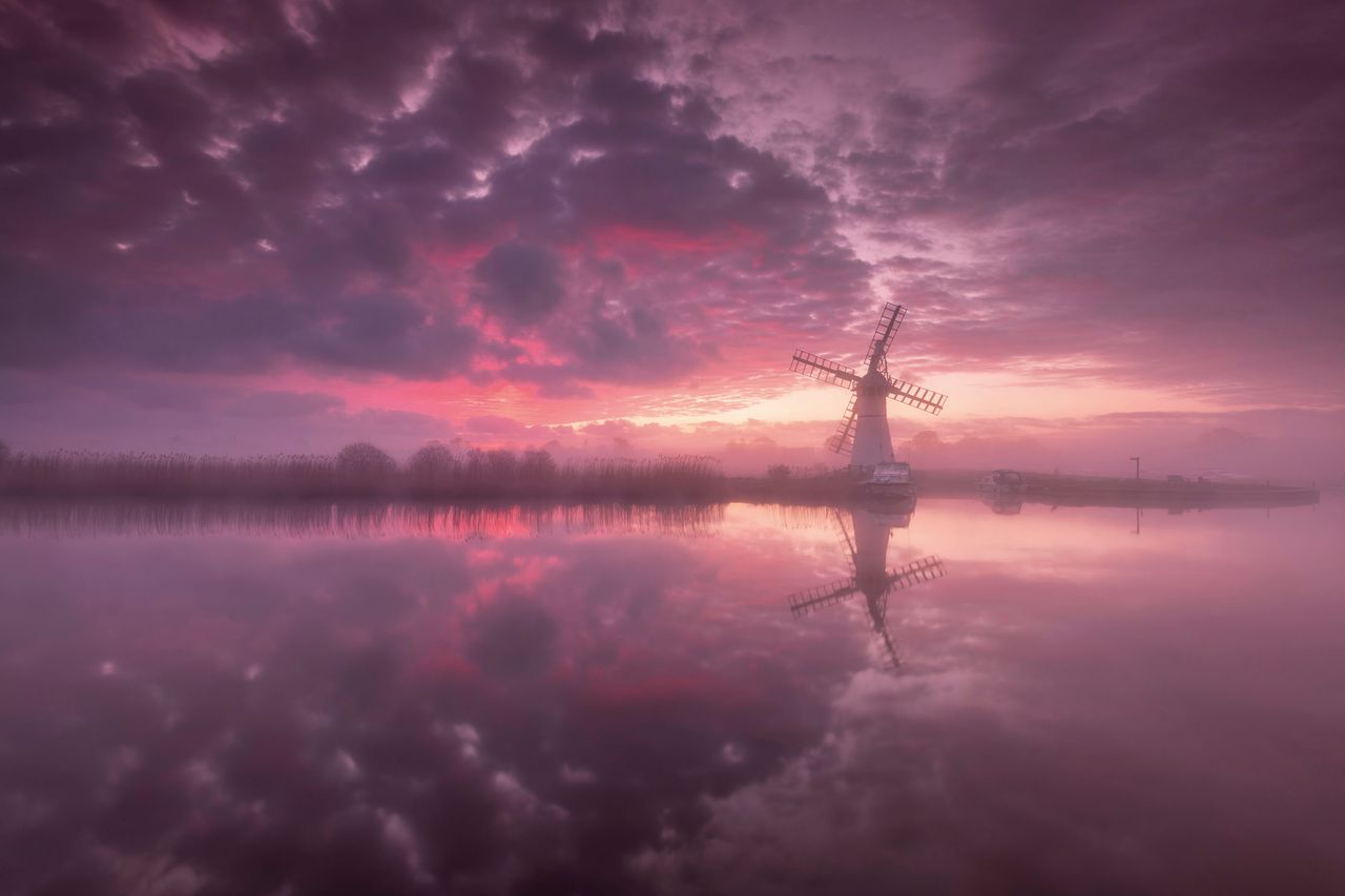 Misty Sunrise at Thurne Mill, Thurne, Norfolk.