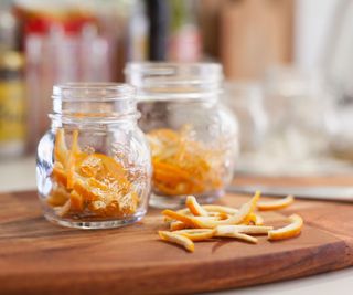 Orange peels in jars