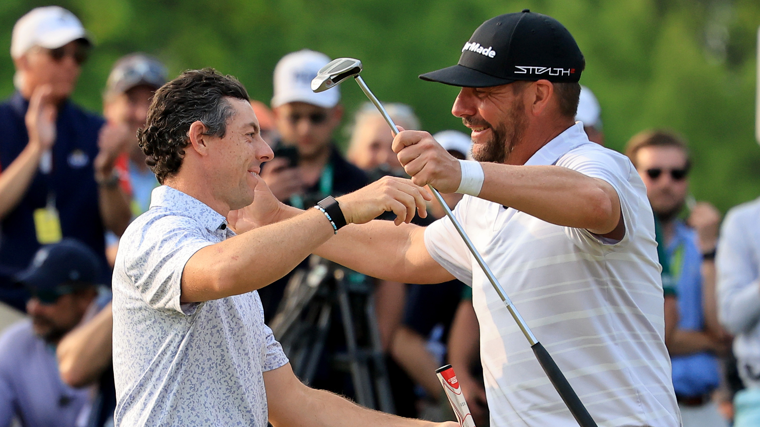 Rory McIlroy and Michael Block at the PGA Championship