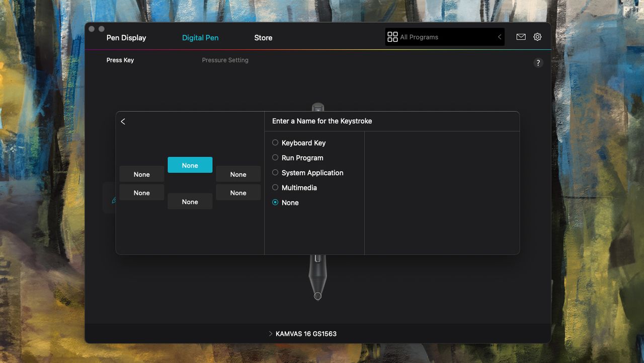 Huion Kamvas 16 (Gen 3) review; customisation menus for a drawing tablet