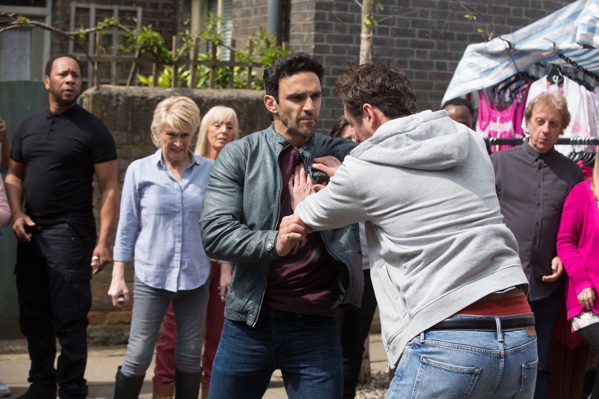 Martin pushes Kush in EastEnders