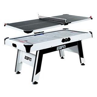 ESPN Dual Air Hockey and Table Tennis Converter Set for Adults and Kids - 2-Person Hockey and Ping Pong Tabletop Game Sets - Fun Combo Tables for Family - Game Equipment for Home, Bar, Arcade