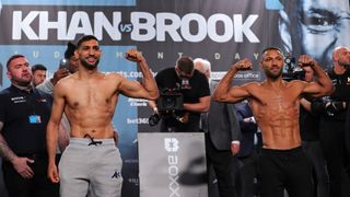 Amir Khan and Kell Brook posing at weigh-in