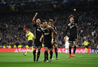 Dusan Tadic celebrates his goal against Real Madrid in the Champions League