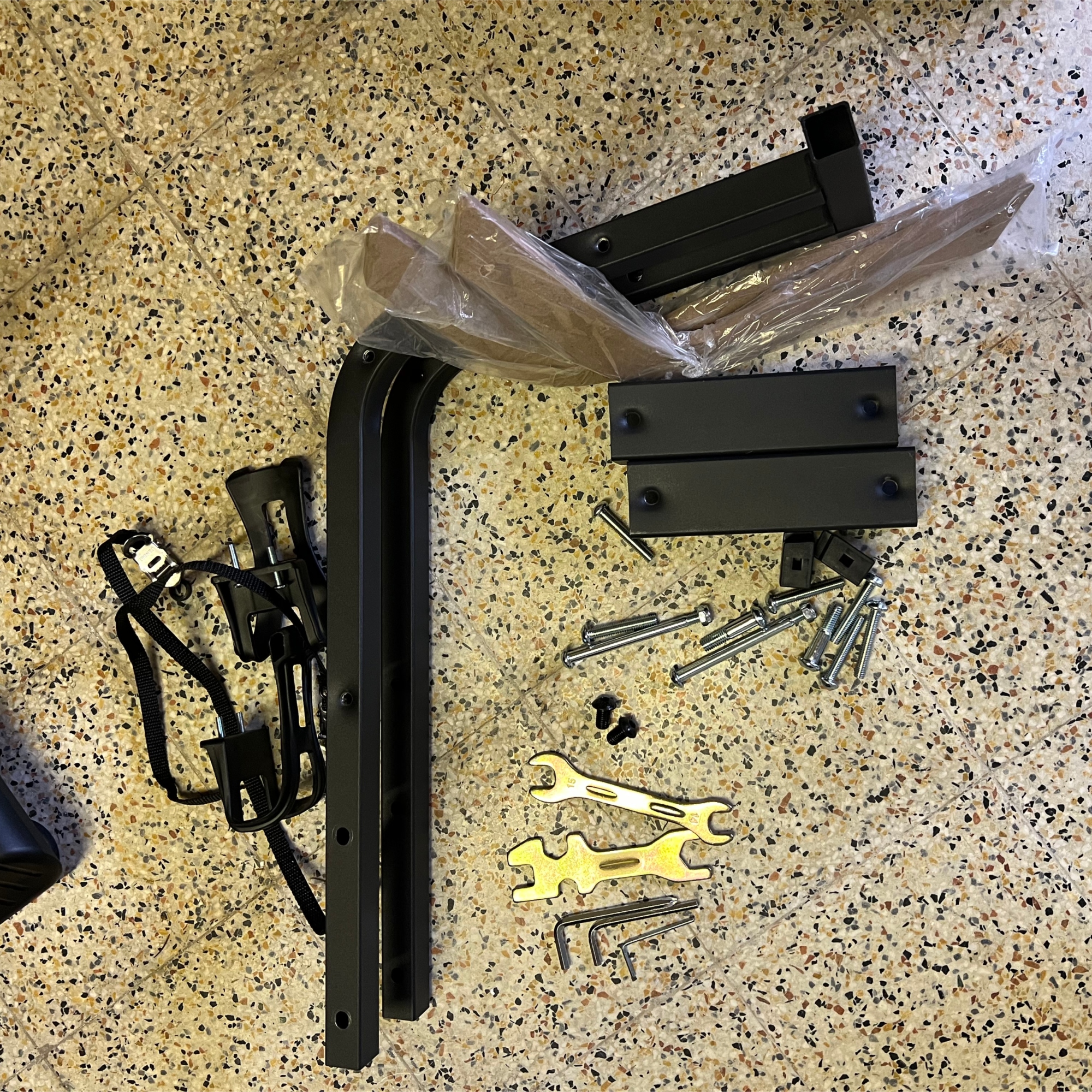 The redundant parts of the Echelon EX-5s transportation protection to be binned