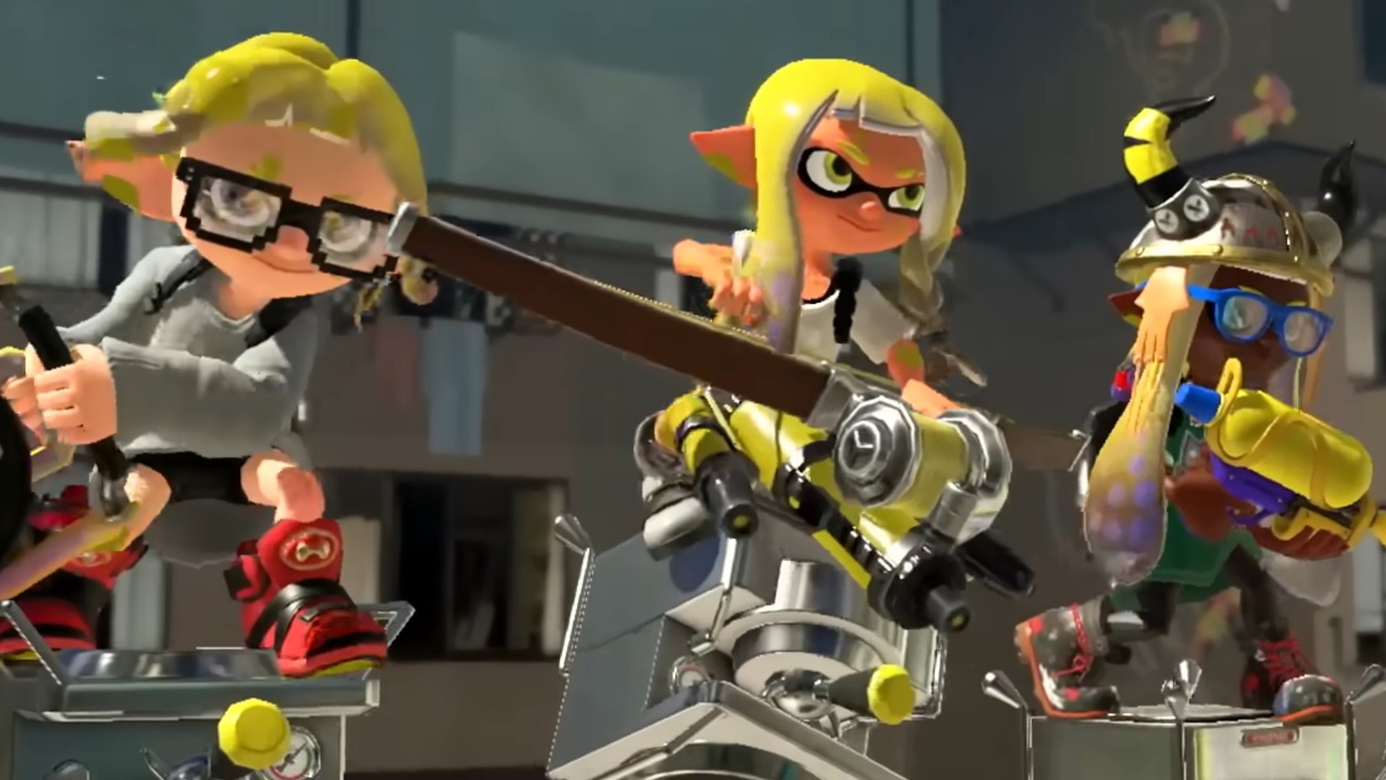 Some Inklings getting ready to battle in Splatoon 3