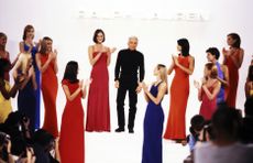Ralph Lauren at runway show in the 1990s, featured in Ralph Lauren Catwalk book
