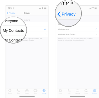 Change WhatsApp Groups Privacy Settings: tap the option you want. and then tap the back button.