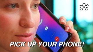 Screenshot from Arc Search ad for Call Arc feature. Woman holds phone to ear