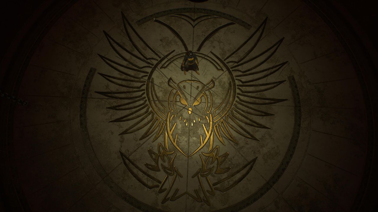 Batgirl stands on a Court of Owls symbol in Gotham Knights