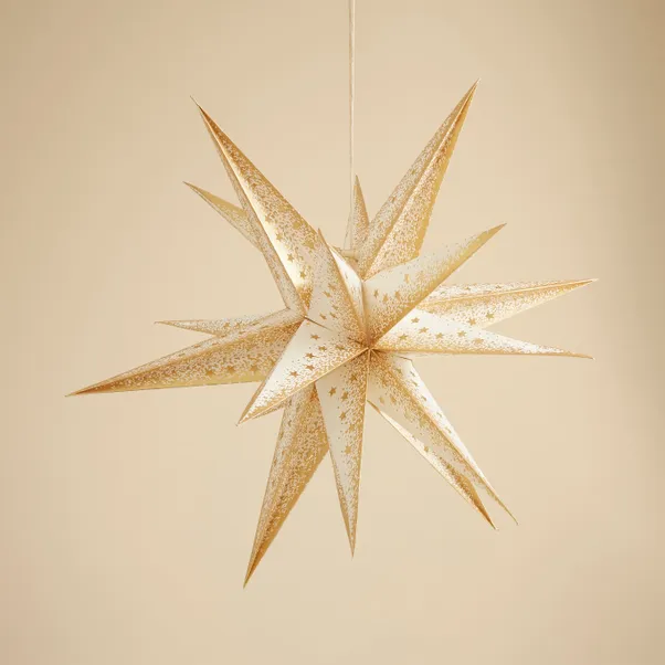 Dunelm, Gold Light Up Paper Star Hanging Decoration