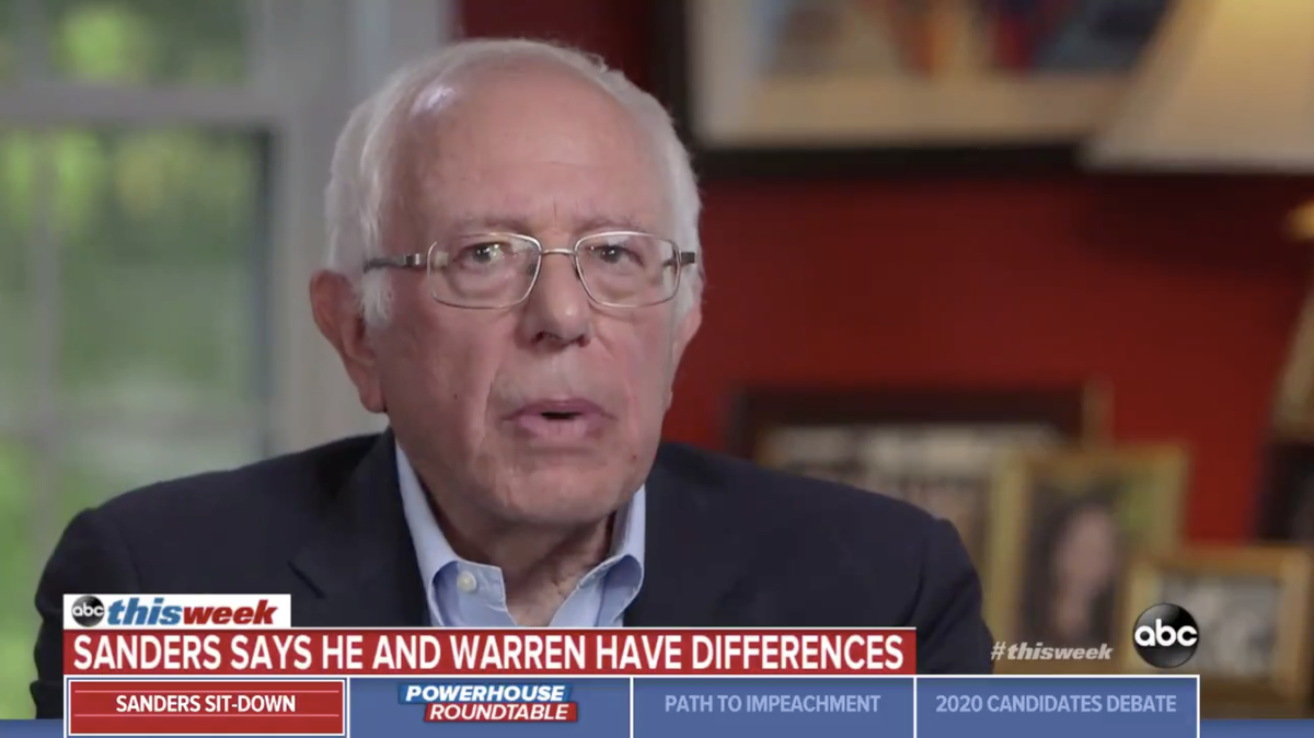 Bernie Sanders Differentiates Himself From Warren Says Hes The Only Candidate Willing To Stand 