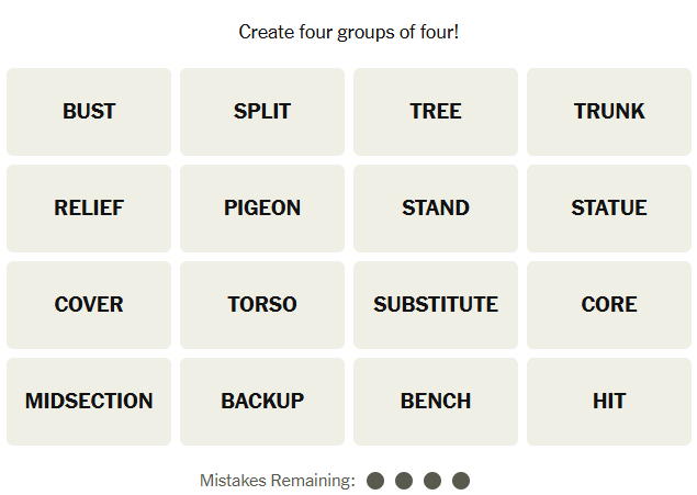The New York Times Connections puzzle on November 29, 2025