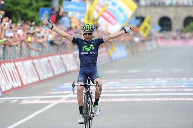 Giovanni Visconti (Movistar) celebrates a stage 17 victory