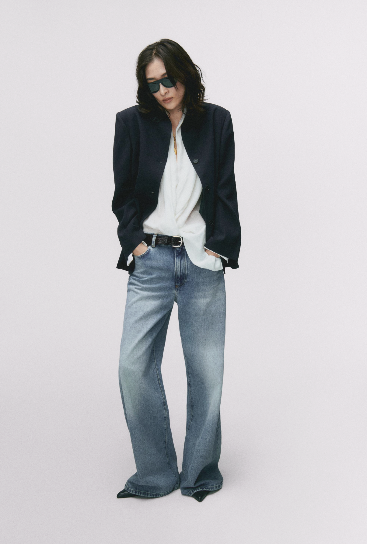 Massimo Dutti, Flowy Button-Detail Blazer